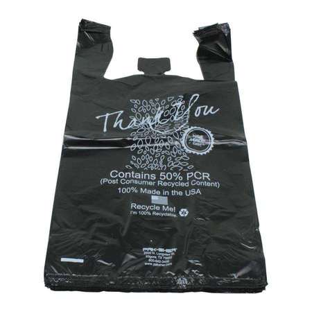 PAK-SHER Pak-Sher 12"x7"x22" Plastic T-Shirt Black Bag, PK1000 2222